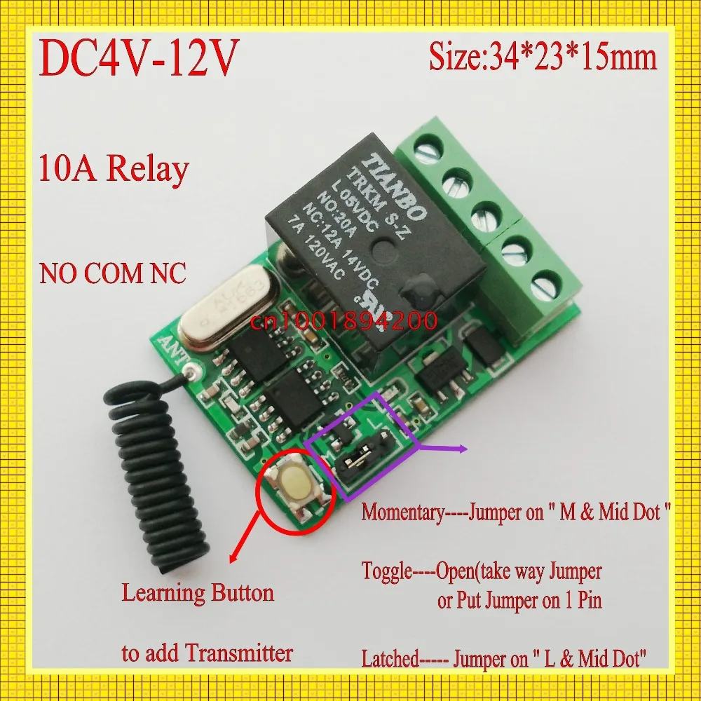 DC 4V 5V 6V 7.4V 9V 12V Mini Relay Remote Control Switch NO COM NC Contact RF 15 pcs Receiver Transmitter Wireless RX TX 315433