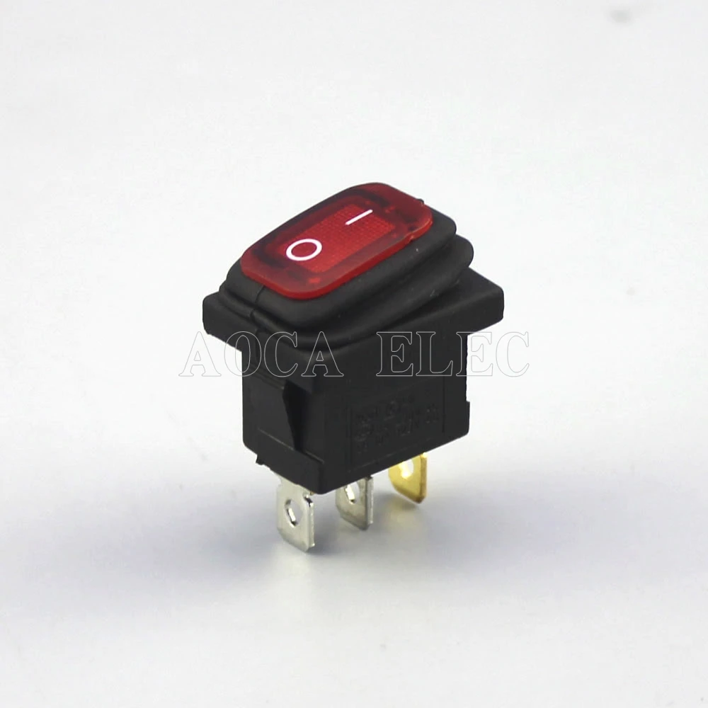 

100PCS KCD1-2-101NW 6A 250VAC SPST ON OFF 3 Pin Waterproof Illuminated Rocker Switch With 12V/24V LED