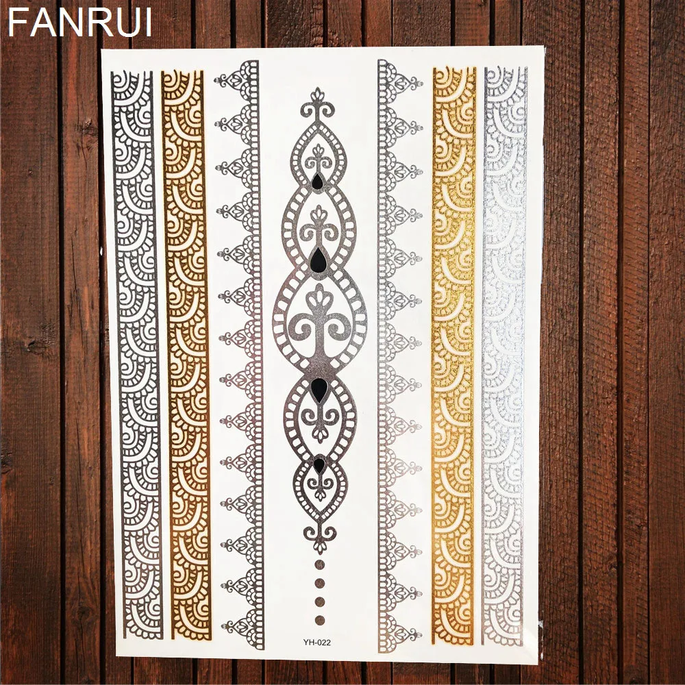 Summer Gold Metallic Temporary Tattoo Stickers Angle Eagle Bracelet Girls Waterproof Tattoo Women Arm Legs Flash Tatoos Chains