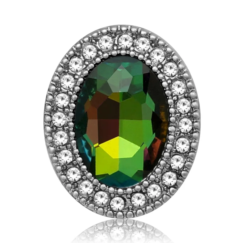 KZ3438 New Beauty Rhinestone Oval Faceted Crystal 18mm snap buttons colorful fit 18mm snap necklace jewelry wholesale Gift