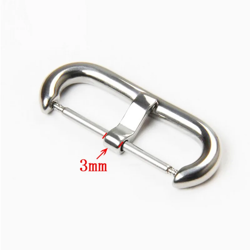 16mm 18mm 20mm 22mm Stainless Steel Metal Watch Band Buckle Round Clasp Silver For Rubber Leather Strap Bracelet Accessories