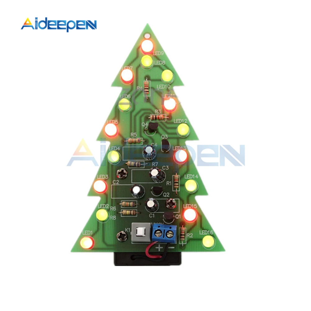 DIY Kit Christmas Trees LED Circuit Electronic PCB Board Module Red Green Flash Light Electronic Suit Holiday Decoration