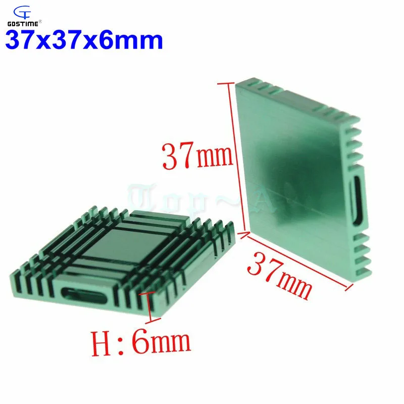 

Gdstime 2pcs 37x37x6mm 37mm Aluminum Heatsink CPU Green Heat Sink For Electronic Computer