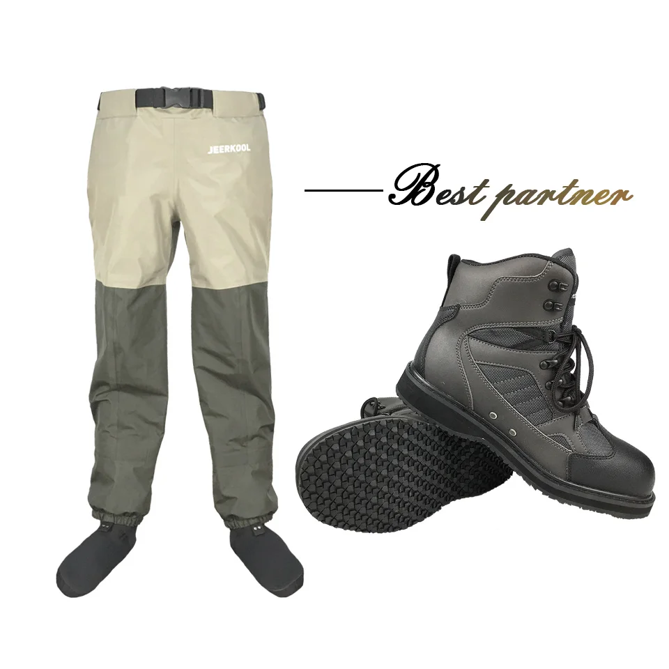 Fly Fishing Waders Hunting Outdoor Waterproof Wading Pants and Shoes Suit Rubber Sole Boots Upstream Rock Fishing Shoes DYR1