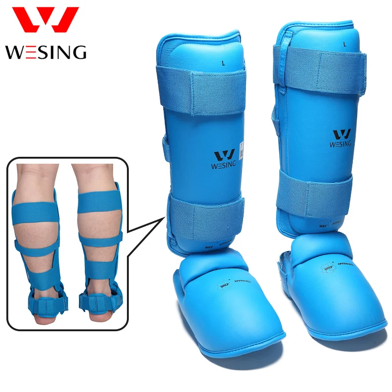 Wesing WKF Approved Karate Shin and Instep Guards Shin Pad and Karate Gloves Karate Equipment Protector Set Competition