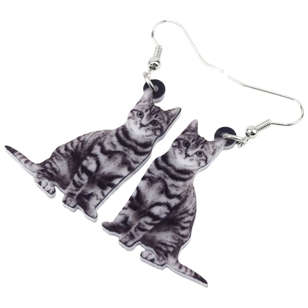 Bonsny Acrylic Lovely Cat Kitty Dangle Drop Earrings Big Long Jewelry For Girls Women Ladies Cheap Animal Kids Accessories Bulk