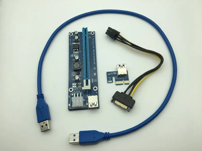 USB 3.0 PCI-E PCI E Express Extender Riser Card PCI-E 16X Adapter 60CM SATA 15 Pin-6Pin Power Cable for bitcoin mining