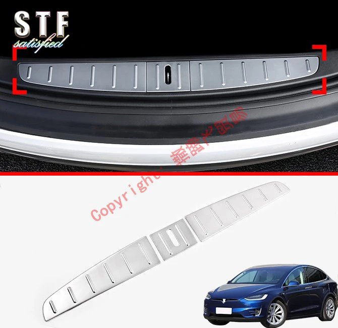 

Stainless Steel Interior Rear Bumper Sill Protector For Tesla Model X 2018 2019 Car Accessories Stickers