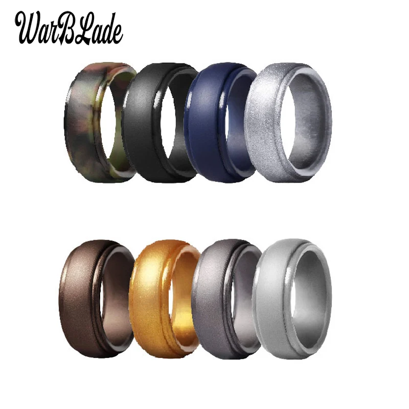 WBL New Men Silicone Rings 7-14 Size Hypoallergenic Flexible Men Wedding Rubber Bands 8mm Food Grade FDA Silicone Finger Rin