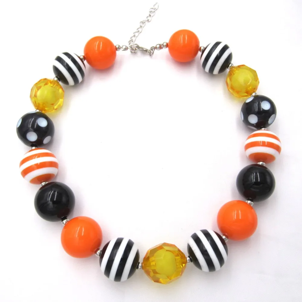 Children Girl Halloween Raglans Outfits Bracelets Black Orange Chunky Beads Strand Necklace Baby Girls chunky bubblegum necklace