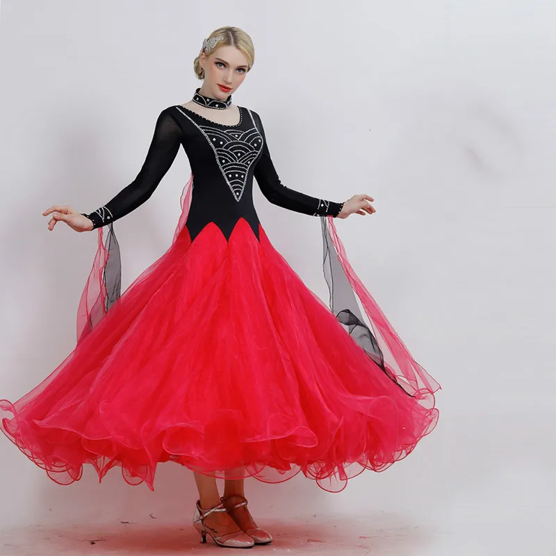 

Modern Dance Dress Women New Ballroom National Standard Dancing Performance Dresses Waltz Practice Square Dance Costumes H2112