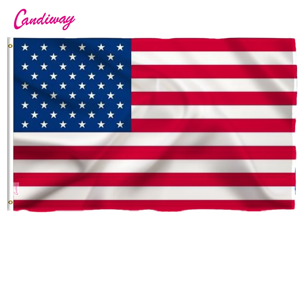 Candiway 90 x 150 cm American US Vivid Color and UV Fade Resistant Canvas Header Double Stitched USA Flags with Brass Grommets