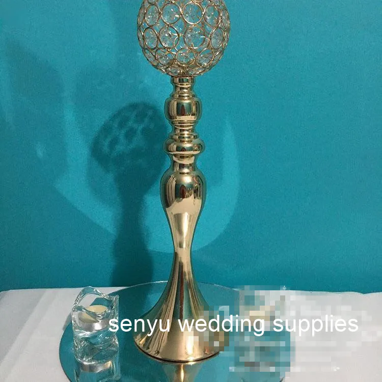 new style elegant wedding event decoration gold crystal candle holder wedding crystal candelabra on sale senyu440