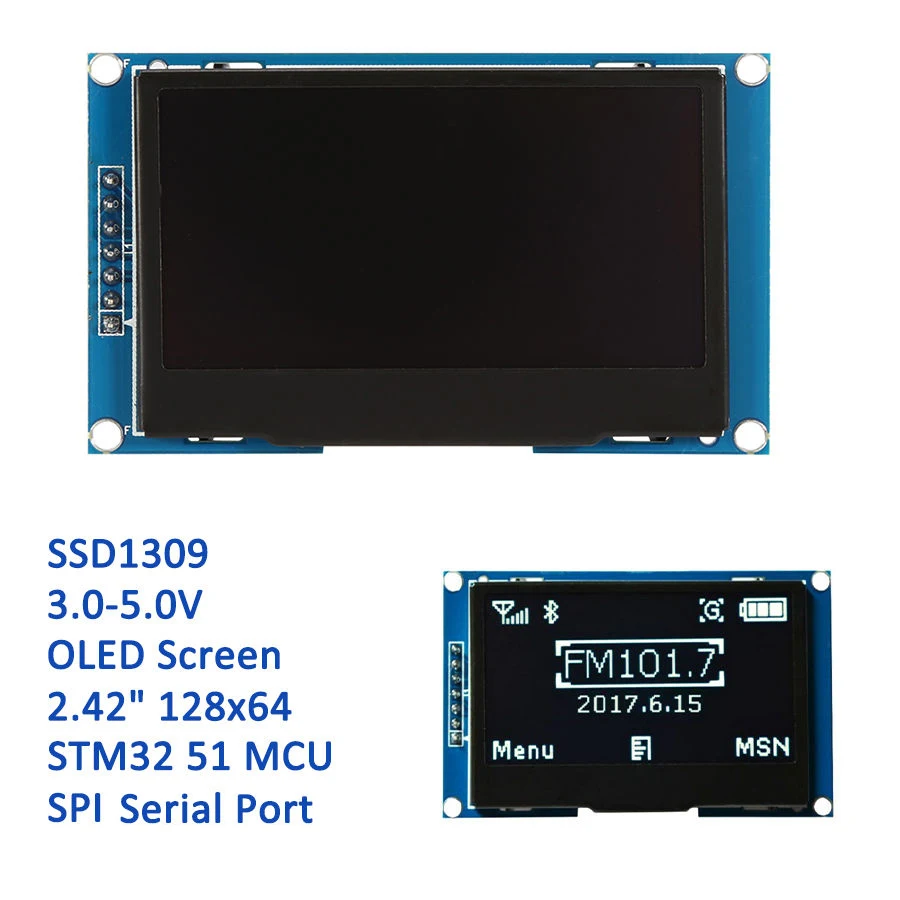 2.42 "12864 Oled Display Module Wit Scherm Spi Port Voor Arduino STM32 C51 2.42 Oled SSD1309 Display Module