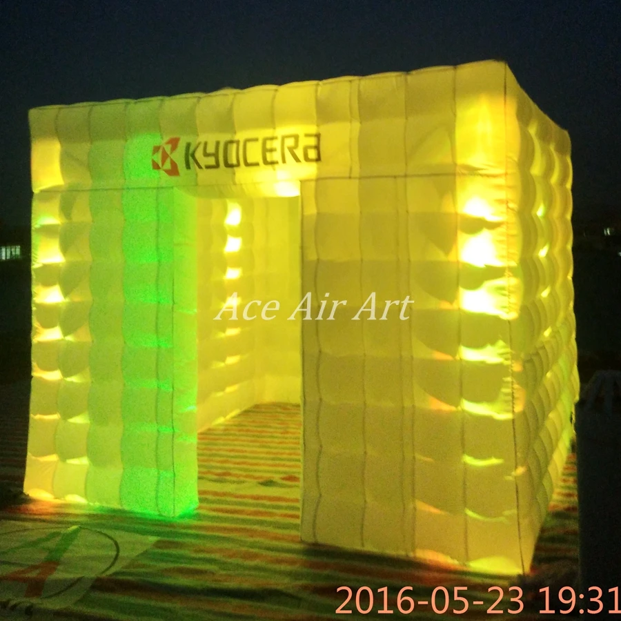 Inflatable Photo Booth with Free Logo, LED Square Tent, Big Size, More Capacity, Wedding Party, 3M