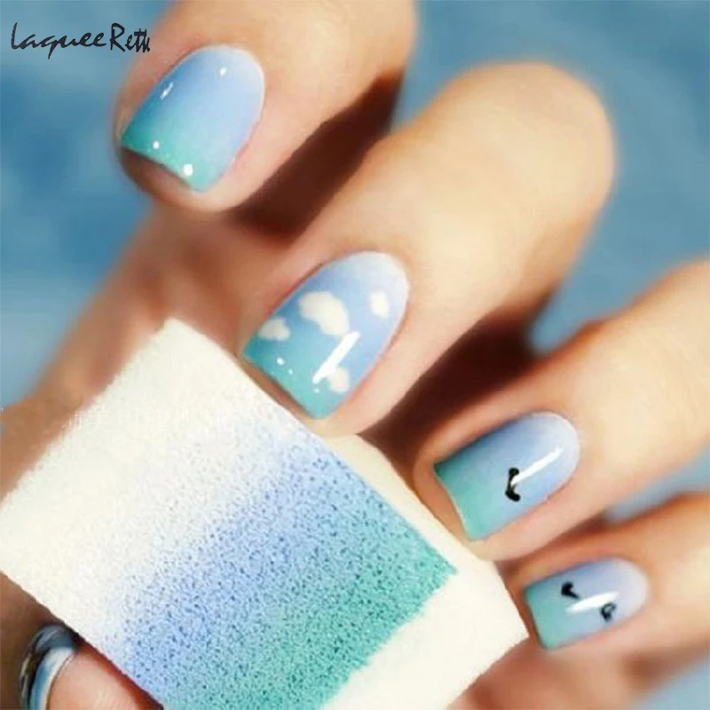 10pcs Nail Art Gradient Sponge Decorations Stamp Plates Supplies Lime Beauty Tools Triangle Cotton Nail Art Rainbow Sponge Block