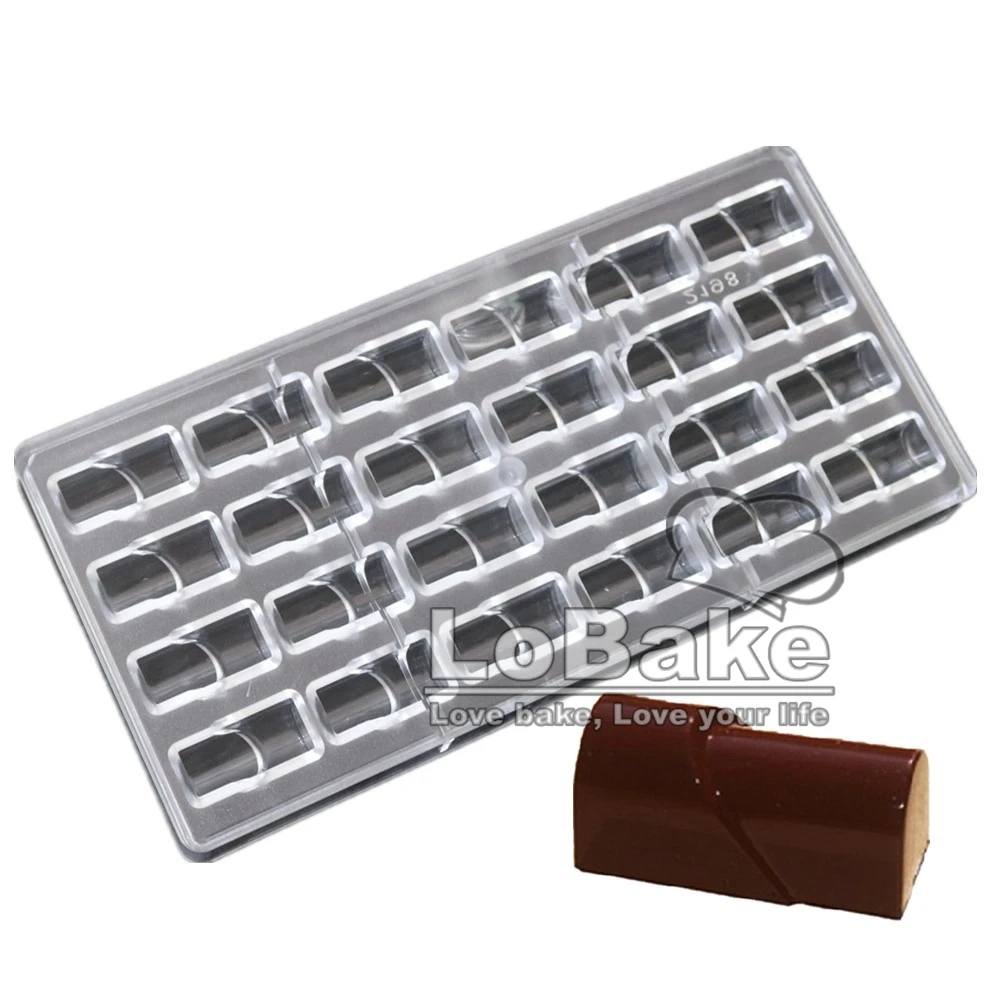 24 cavities lipstick tube shape chocolate mould PC Polycarbonate  fondant baking DIY decorating tools