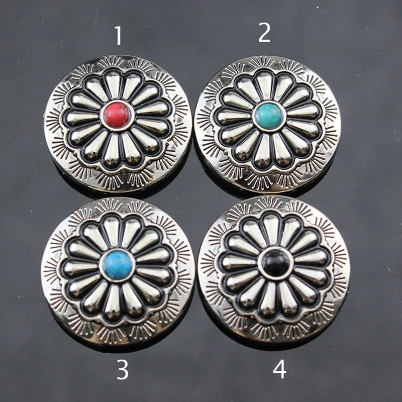 30mm DIY 가죽 공예 지갑 벨트 가방 장식 나사 버튼 꽃 가짜 돌 디자인 5 개/개