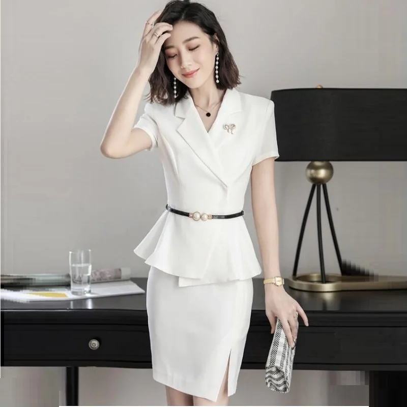 

Office Uniform Designs Women Two Piece Sets 2019 Skirt Set Summer Interview Suits Women Blazers Mini Skirt Business Suit DD2026