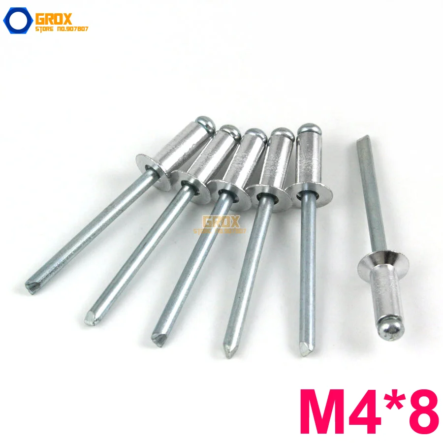 

100 Pieces M4*8 Aluminum Countersunk Blind Rivet Pop Rivet Open End