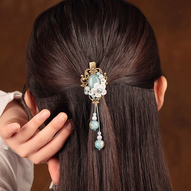 Handmade Vintage Tassel Hairpin Hairwear Barrettes Women Ancient Costume Accessories Head Ornaments Chinese Ethnic Hair Clip