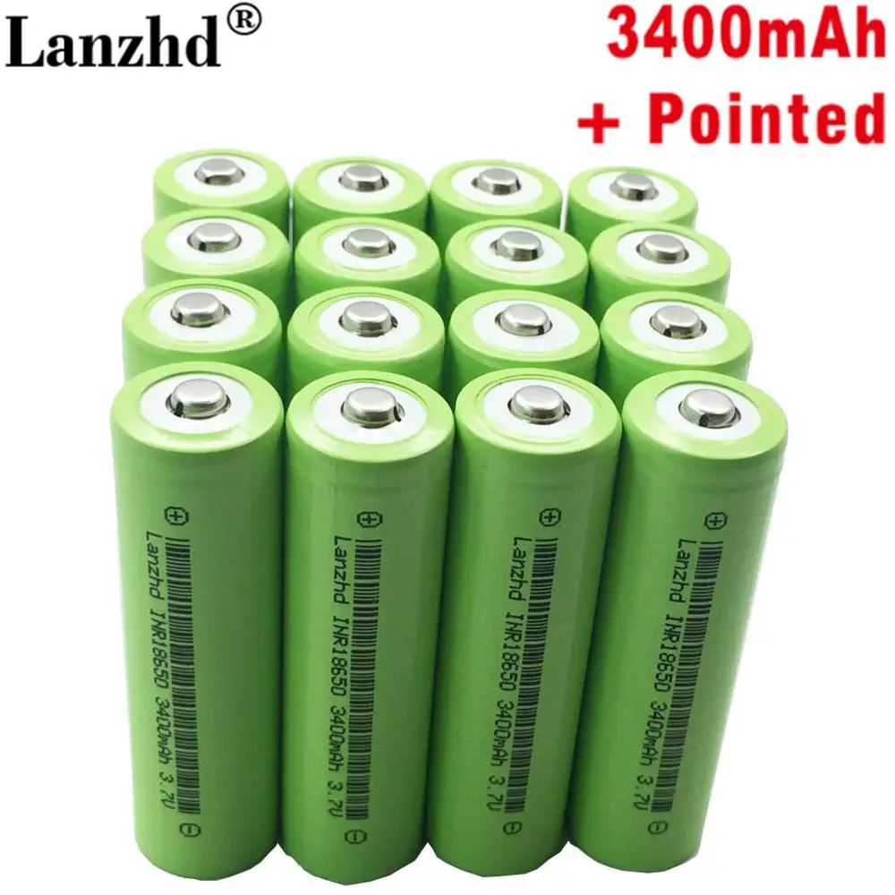 40PCS New 18650 lithium battery 3.7V 3400mAh 18650 INR18650 flashlight rechargeable battery with pointing