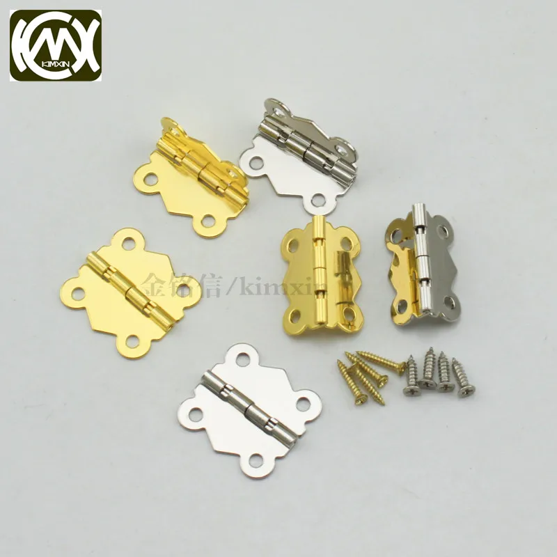 25*26mm 50pc In stock 4 hole small box hinge Jewelry box hardware 90degrees plum furniture accessories metal hinges kimxin w-153