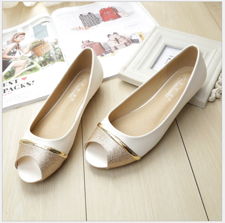 Casual Peep Toe Women Flat Shoes Summer Black Shoe Slip On Ladies Boat Shoes Plus Size 33-43 image 3