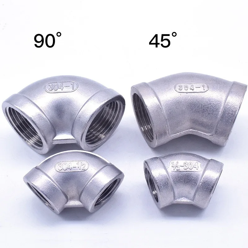 1PCS 304 Stainless steel Hose Connector Pipe fittings 45 Degree/90 Degree Female DN50/65/80/100