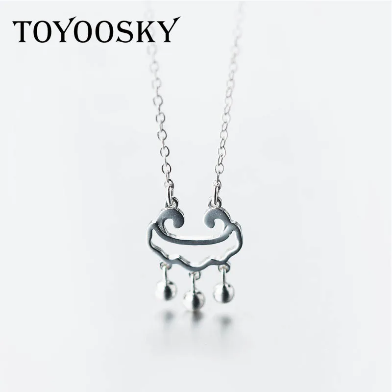 TOYOOSKY S925 Silver Long Life Lock Pendant Necklace Female Bell Tassel Necklace Fashion Short Wholesale Clavicle Chain Jewelry