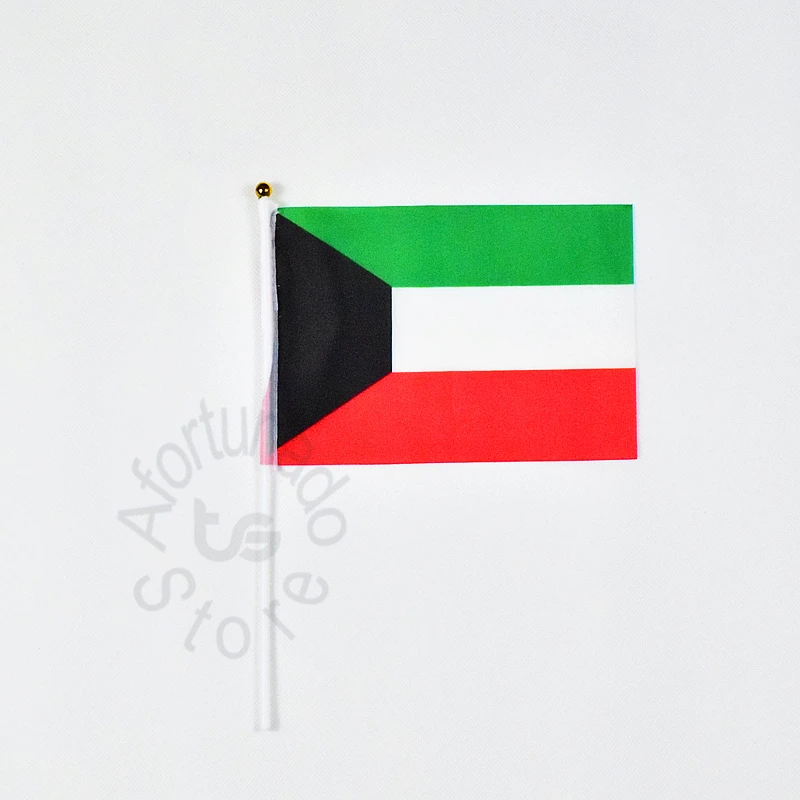 Kuwait  14*21cm 10pieces flag banner  Hand waving Flag  National Flag for meet,Parade,party.Hanging,decoration