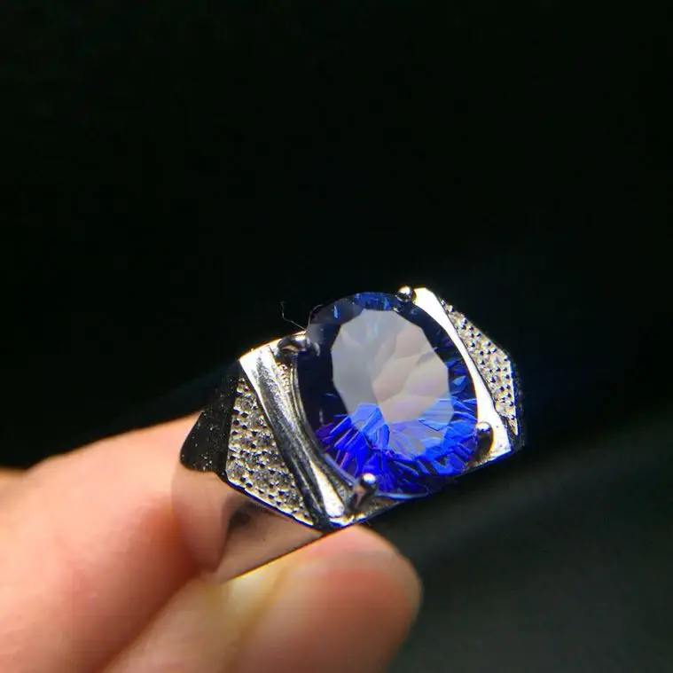 Real And Natural Topaz Ring Man ring Free shipping 925 sterling silver 9*11mm gem For men Fine handworked jewelry