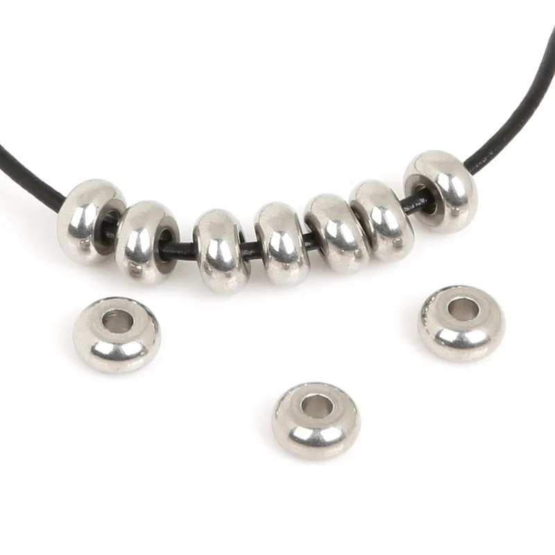 5 6 7 8 10mm Tone Stainless Steel Spacer Beads European ring Bead Fitting DIY Charm Bracelet For Men and Women Jewelry