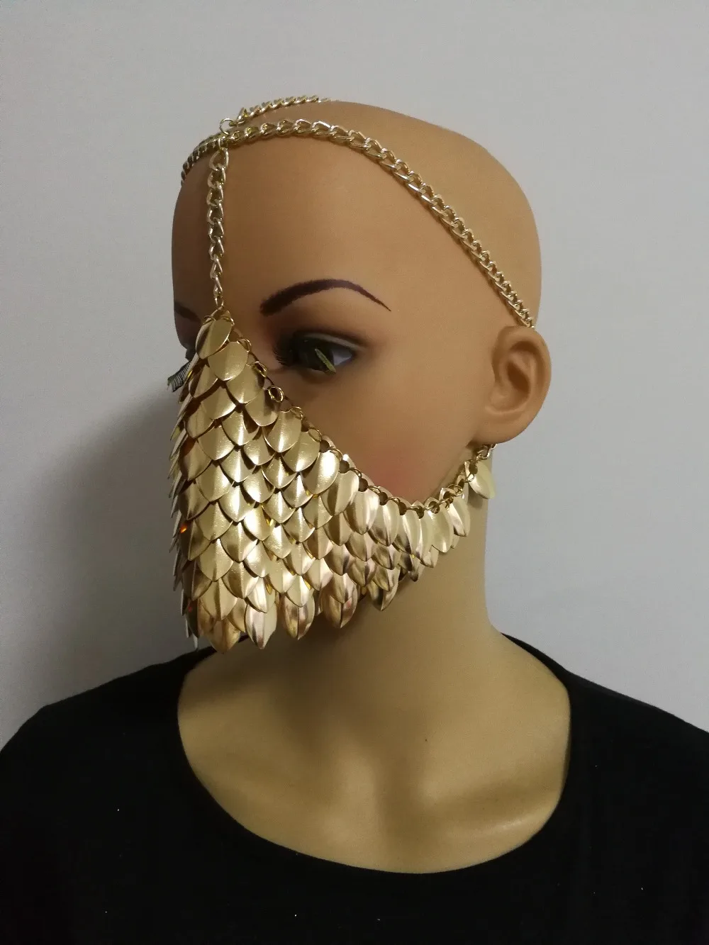 سلسلة قناع السمك الذهبي B750 للنساء ، مجموعة جديدة ، مجوهرات ، تصميم فريد ، قناع ، مقياس سمكة ، مجوهرات