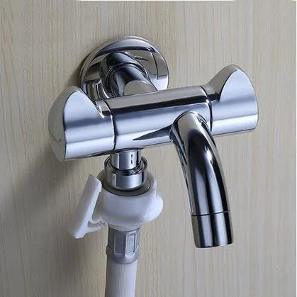 

Bathroom faucet bibcock for washing machine, Copper 1 inlet 2 outlet wall mounted mop pool bibcock, Multifunctional water tap