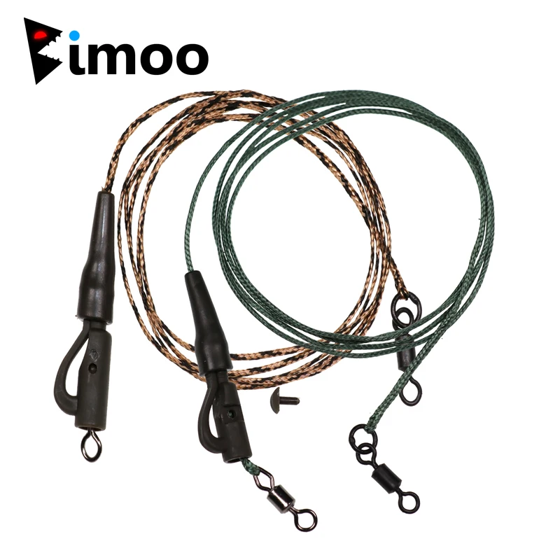 Bimoo 1PC 45LB Ready Made Carp Fishing Leader Rig Line Combi Rig Safty Clip Helicopter Rig Free Running Rig Hollow & Leader Core