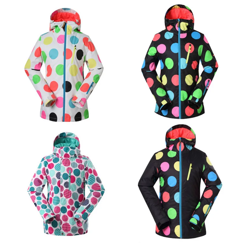 

GS Black and White Dot Women Snow Jacket Girls Ski Wear Snowboarding Clothing 10K Waterproof Windproof Breathable Winter Garment