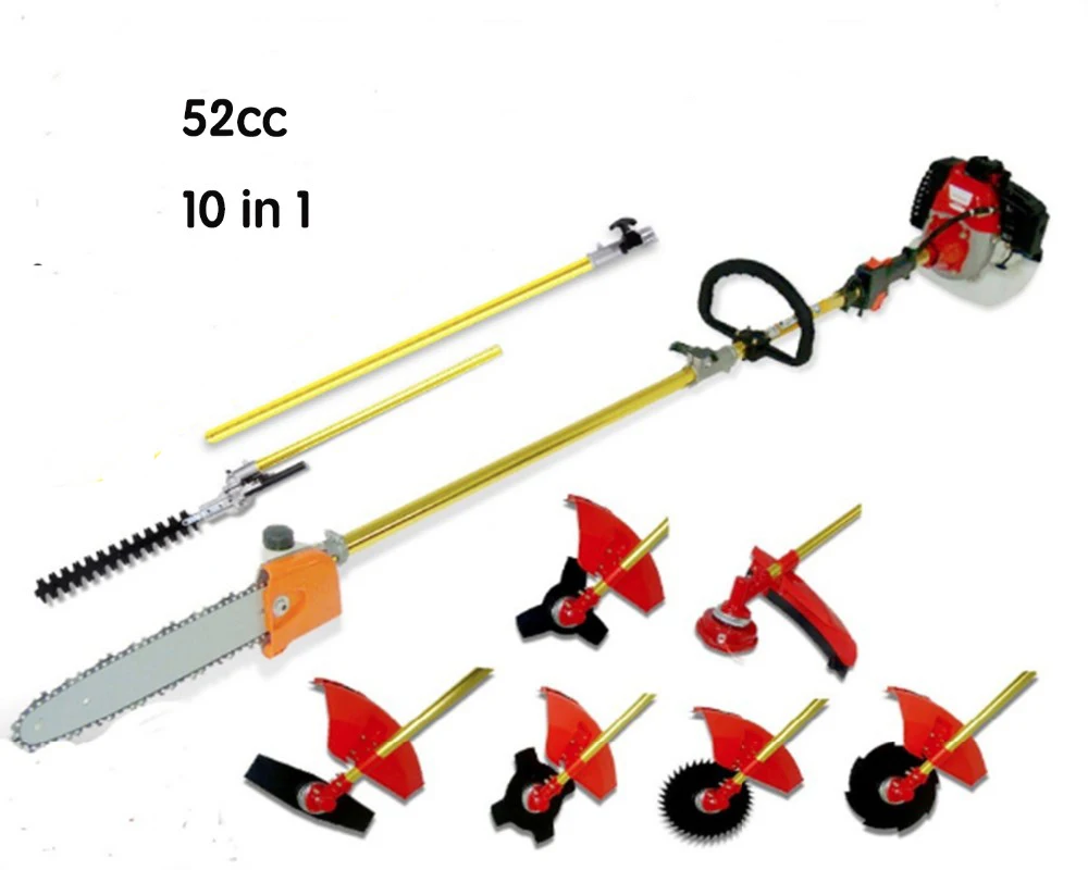 Professional 52CC 2-STROKES 10 in 1 Multi brush cutter grass trimmer lawn mower,tree pruner Whipper Snipper