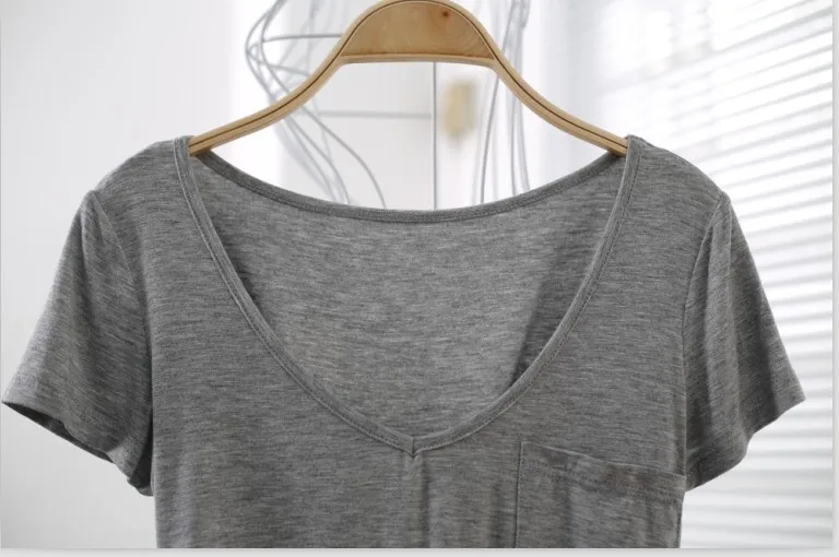 S-4XL 여성용 캐주얼 단색 모달 V넥 반팔 티셔츠, 단색 얇은 셔츠, 탑 보터밍 프리 스타일