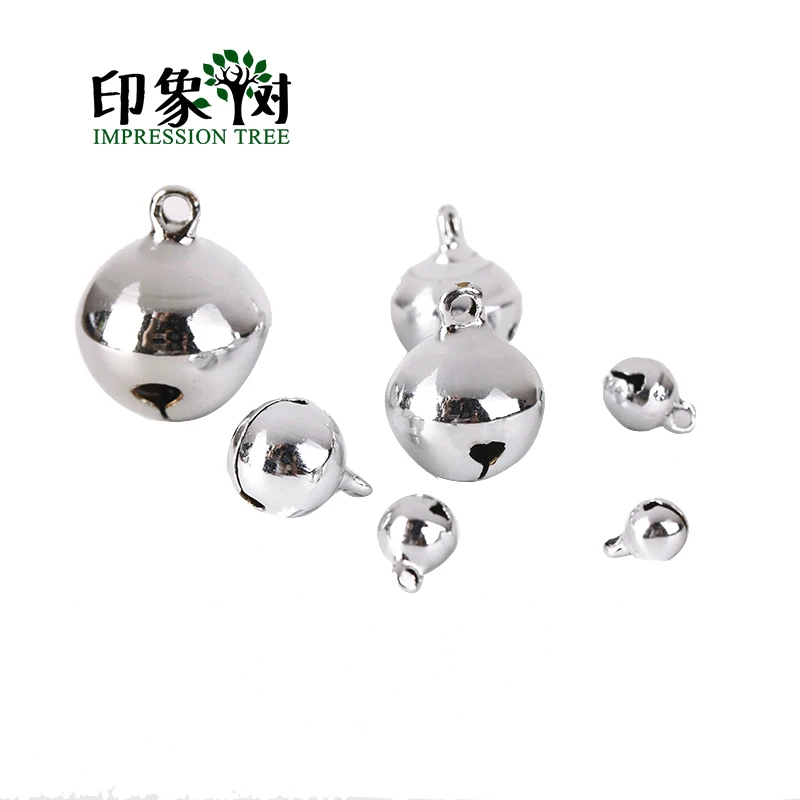 Multi Size Silver Plated Sounding Copper Bronze Bell 6/8/10/12/14/16/18/20mm Beads Impression Tree DIY Jewelry Finding 501