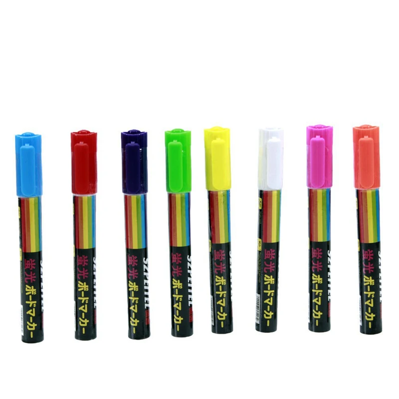 1 set 8pcs 8 Colors Highlighter Fluorescent Wet Liquid Chalk Neon Marker Pen Screen Write Board Writing Supplies