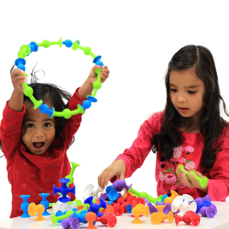 Soft Building Blocks Kids DIY Sucker Funny Silicone Block Model Construction Toys Creative Gifts For Children Boy