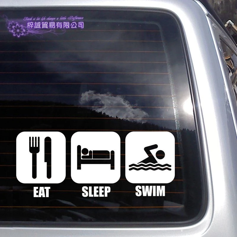 Eat Sleep Swimming Wall Sticker Vinyl Swim Glass Decals Pegatina Decor Mural Home DecorationSwimmer Car