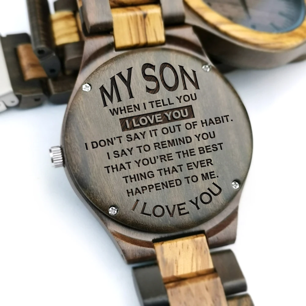 To My Son-You'Re Capable Of Achieving Anything You Put Your Mind Wooden Engraved Watch Engraving Men’s Sandalwood Fashion Watch