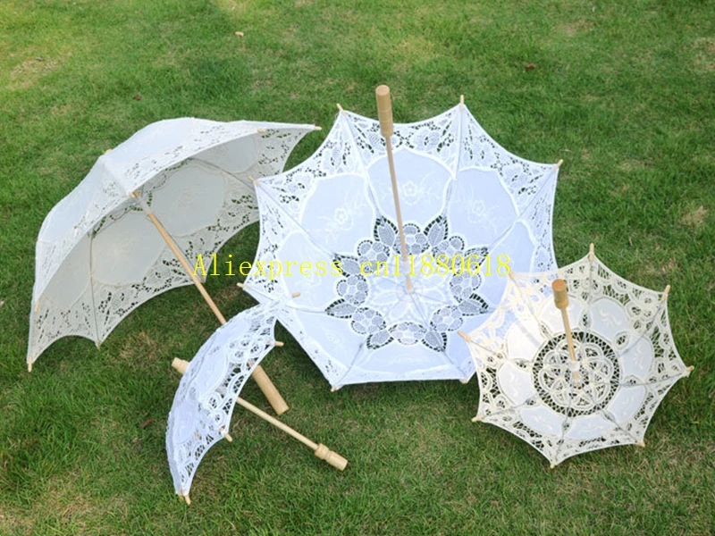 5pcs/lot Fast Shipping Newest Big & Small Elegant lace parasols Bridal Wedding umbrella 2 colors available