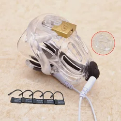 New electric shock Large Male Plastic chastity cage with penis cock ring bondage restraint electro Stimulation BDSM Sex Toy