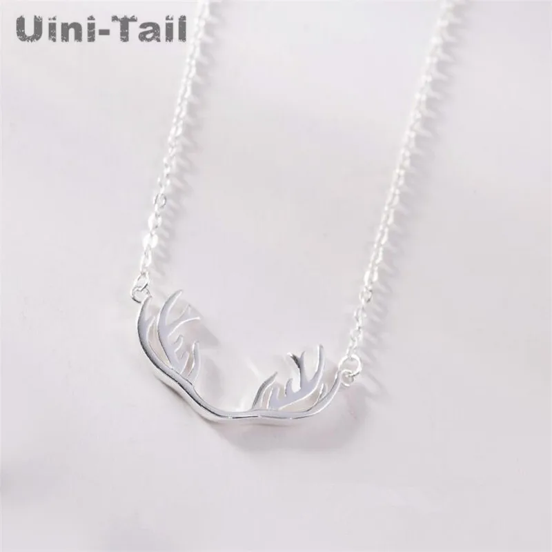 Uini-Tail hot new 925 Tibetan silver Christmas antler necklace clavicle chain simple short paragraph wild sweet birthday gift