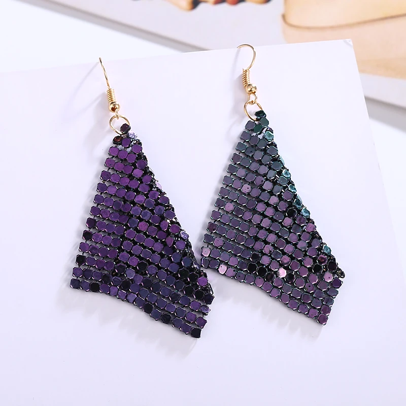 HOCOLE Fashion Sequins Drop Earrings For Women Handmade Trendy Female Shiny Dangle Earring Statement Jewelry Girls Wedding Party