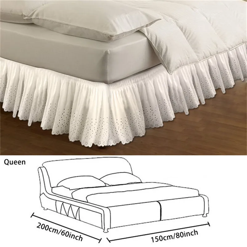 Bed Skirt Wrap Around Easy Fit Cotton Embroider Bedspread Queen Dust Ruffle  Mattress Cover Single Bed Skirt Home Bed Supply2018