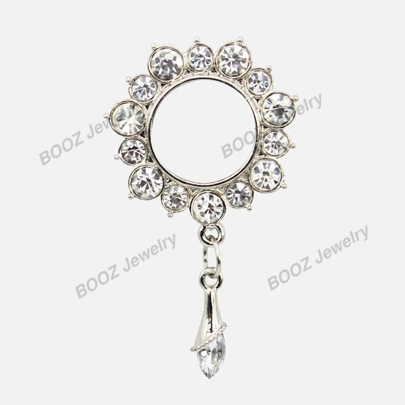 KUBOOZ Most Popular Stainless Steel Flower Crystal Pendant Ear Tunnels Gauges Piercing Body Jewelry Fashion Ear Plugs Expanders